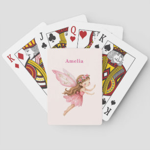 Lief meisje in een roze jurk Fantasievol Pokerkaarten