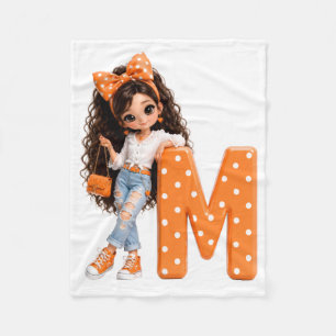 Lief meisje met letter M werpdeken Fleece Deken