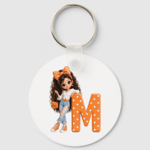 Lief meisje met letter M werpdeken Sleutelhanger