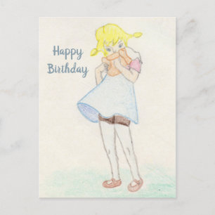 Lief meisje met teddybeer briefkaart