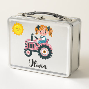 Lief meisje op roze tractor Persoonlijk