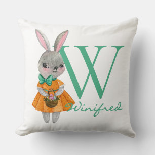 Lief meisje Paashaas Initiaal & Naam Worp Kussen