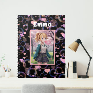 Lief Meisje, Roze Kauwgom Bel, Gepersonaliseerd Notitieboek