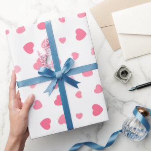 Lief Meisjesachtig Roze Hart Verjaardag Cadeaupapier