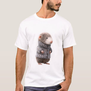 Lief Mollen in een Knus Grijs Gebreid Trui T-shirt