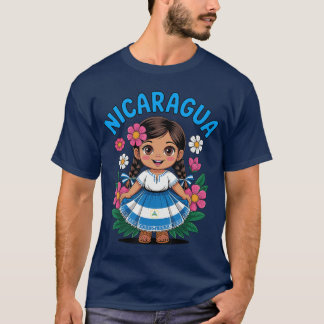 Lief Nicaragua-meisje in traditionele kleding met T-shirt
