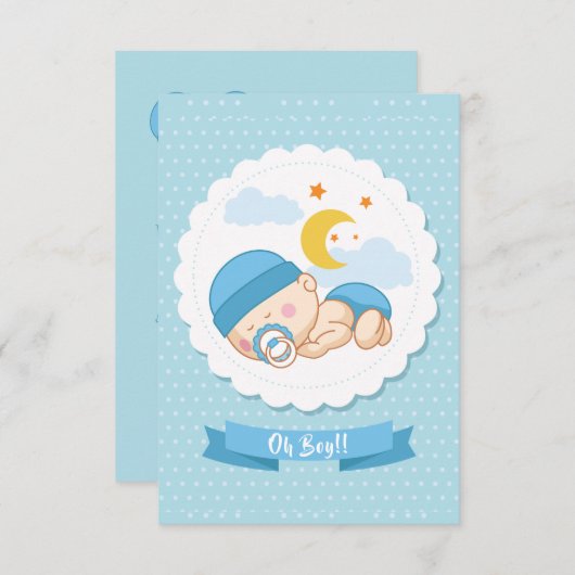 Lief "Oh Boy" Baby shower Kaart (Voorkant / Achterkant)