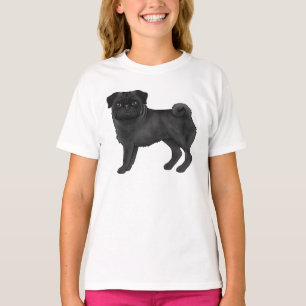 Lief ontwerp van het zwarte pug-hondenras-illustra t-shirt