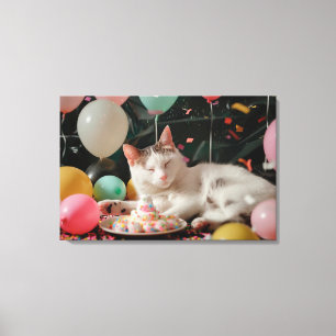 Lief Ontwerp voor de Verjaardag van een Kat Canvas Afdruk