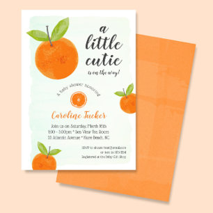 Lief Oranje Clementine Aquarel Baby Shower Kaart