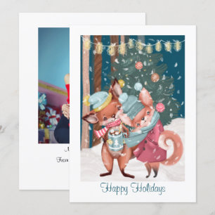 Lief paar vossen fijne feestdagen kerst foto feestdagenkaart