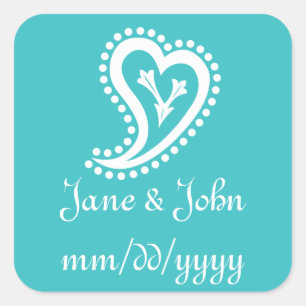 Lief Paisley Harten in Turquoise Sticker