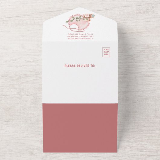 Lief Pampas Boho Meisje Baby shower All In One Uitnodiging (Buitenkant)