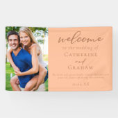 Lief perzik bruiloft paar foto welkom spandoek (Horizontaal)