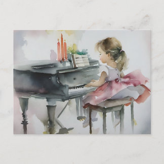 Lief pianospelertje speelt piano briefkaart