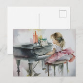 Lief pianospelertje speelt piano briefkaart (Voorkant / Achterkant)