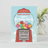 Lief plezier! Gumball thema verjaardagsuitnodiging Kaart (Staand voorkant)