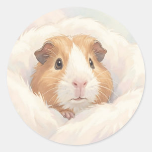 Lief portret van een pluizige cavia ronde sticker