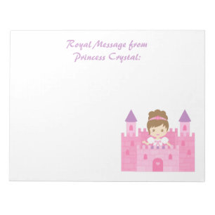 Lief prinses meisje in roze kasteel notitieblok