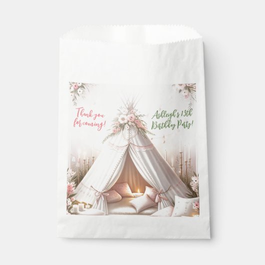 Lief pyjamafeest meisje sleepover verjaardag bedankzakje (Voorkant)