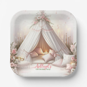 Lief pyjamafeest meisje sleepover verjaardag papieren bordje