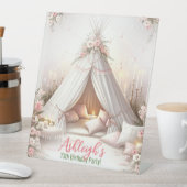 Lief pyjamafeest meisje sleepover verjaardag reclamebord met voetstuk (Insitu)