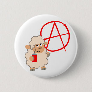 Lief, rebels cartoon schaap knop ronde button 5,7 cm