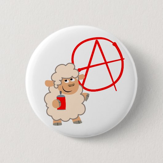 Lief, rebels cartoon schaap knop ronde button 5,7 cm (Voorkant)