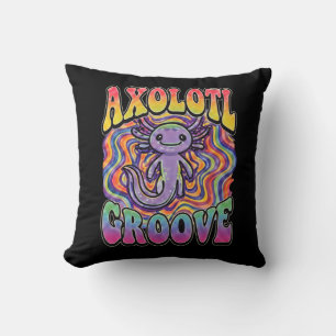 Lief Retro Axolotl Groove trippy 70 hippie regenbo Kussen