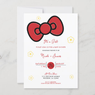 Lief Rode Strik Fantasievolle Baby Shower Kaart