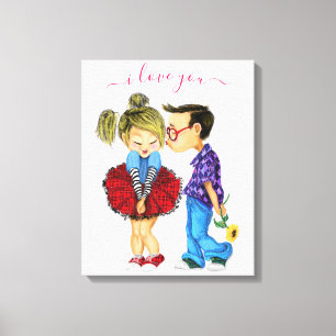 Lief romantisch stel canvasprint canvas afdruk