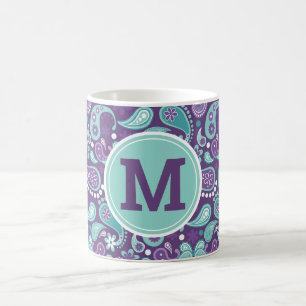 Lief rommelig-chic paars en blauw paisley koffiemok