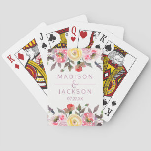 Lief Roos Waterverf Bloemen bruiloft gunst Speelkaarten