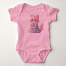 Lief Roze Anime Kat Verjaardagscadeau Baby Body'tj