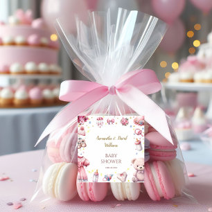 Lief roze betoverende babyshower bloemen vierkante sticker