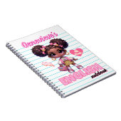 Lief Roze & Geel Afro Puff Schoolmeisje Chic Niet Notitieboek (Rechterzijde)