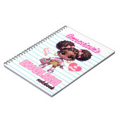 Lief Roze & Geel Afro Puff Schoolmeisje Chic Niet Notitieboek (Linkerzijde)