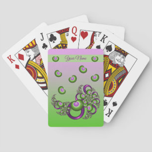 Lief Roze Groene Harten Abstract Fractal Naam Pokerkaarten