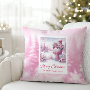 Lief Roze Kerst Winter Bos Kinderen Vakantie Kusse Kussen