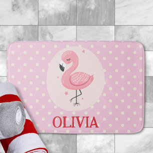 Lief Roze Whimsical Flamingo met Stippen Badmat