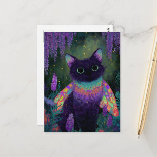 Lief schattige zwarte kat fee briefkaart