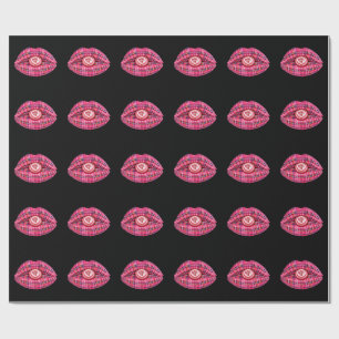 Lief Schotse Tartan Kus Lippen Schotland roze Cadeaupapier