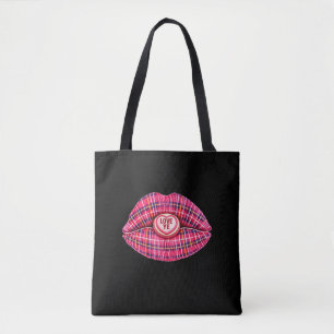 Lief Schotse Tartan Kus Lippen Schotland roze Draagtas