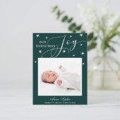 Lief script foto kerst geboorte aankondiging (Staand voorkant)