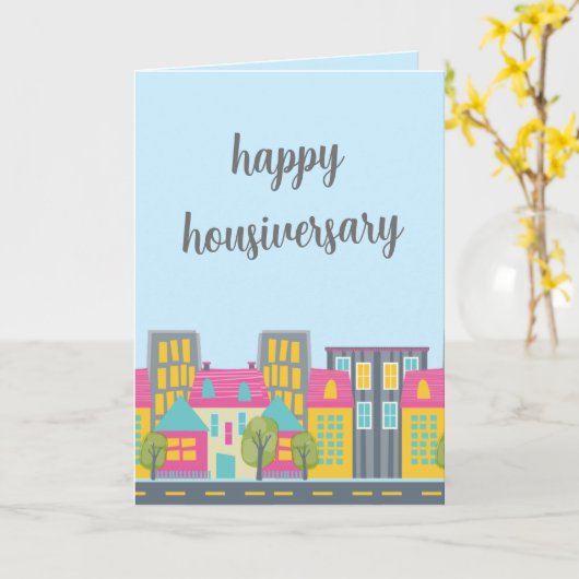 Lief script Happy Housiversary makelaar kaart (Gele Bloem)