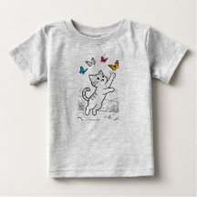 Lief T-shirtje voor baby met katje en vlinders