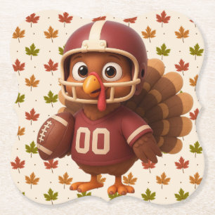 Lief Thanksgiving-dag voetbal kalkoen Kartonnen Onderzetters