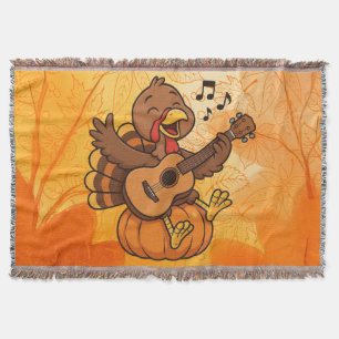 Lief Thanksgiving-kalkoen met gitaar Deken