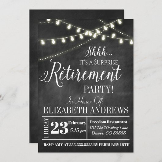 Lief verrassingsafscheidingsuitnodiging kaart (Voorkant / Achterkant)