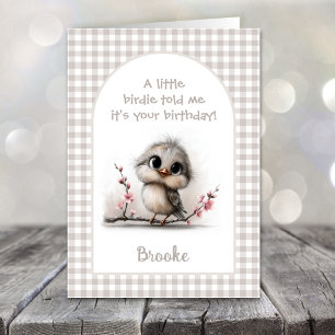 Lief vogeltje op een tak verjaardagskaart kaart